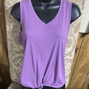 Purple Sleeveless Tie Front Tank Top